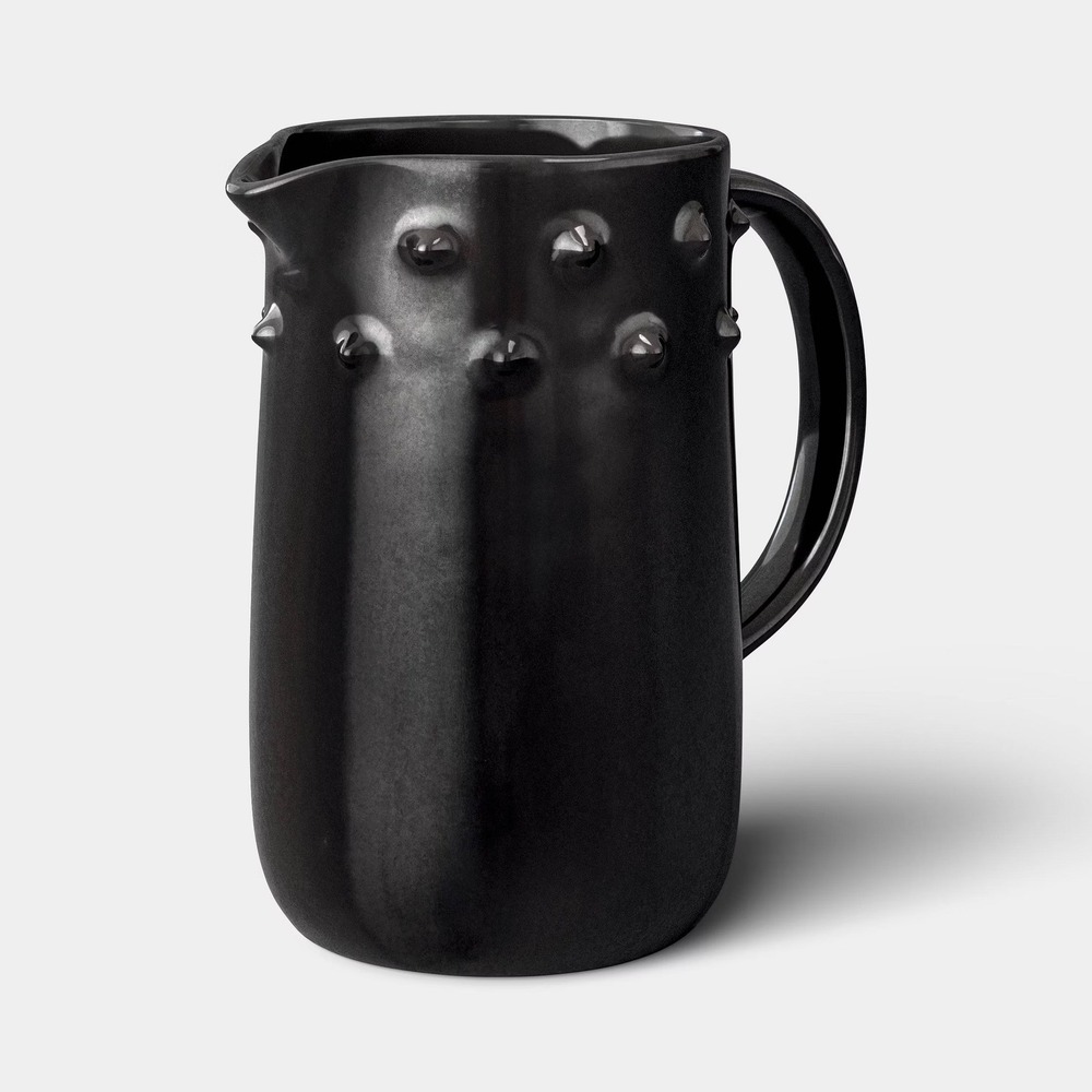 67 fl oz Stoneware Halloween Spiked Beverage Pitcher Black - Threshold™